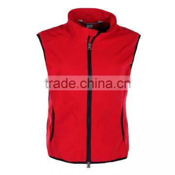 Zipper Up Red Ladies Softshell Jacket Sleeveless