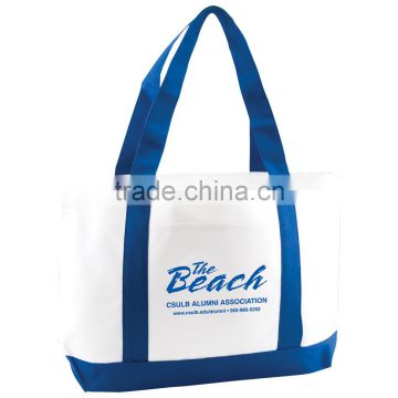 Boat Nylon Tote Bag - features self-fabric handles, a front pocket and comes with your logo.