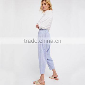 Comfy All Cotton Drop Crotch Fit Easy Drawstring Waist Womens Harem Pants photo-3