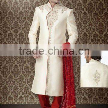 Men's Designer White And Red Sherwanis