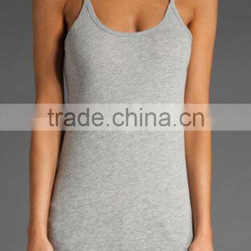 Women's Grey Low Cut Yoga Tank Tops photo-2