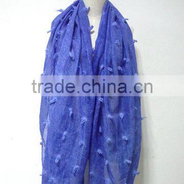 New Fashion Custom Cutting Pattern Plain Dyed Linon Viscose Hijab Scarf in Stock