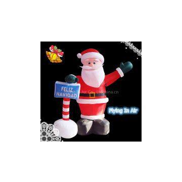 Christmas Inflatable Santa Claus with Sign