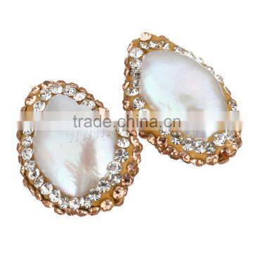 Raw pearls natural freshwater loose pearl beads with rhinestone