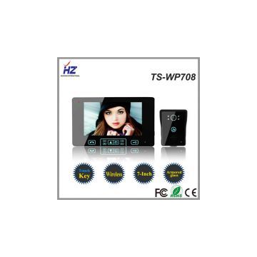 2014Touck key touch screen 7 inch wireless wholesales outdoor unit of |unlocking camera door viewer video to the door