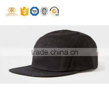 Fashion Design Your Own Plain Black 5 Panel Cap