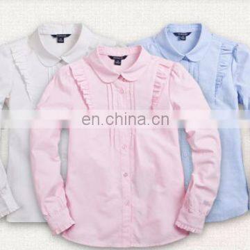 OEM school uniforms long sleeve CVC dress shirts for kids for girls school age big size