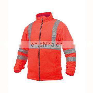 custom winter heavy reflective safety work high visibility fleece jacket