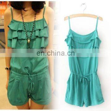 ladies spaghetti straps jumpsuit with layers design china manufacturer