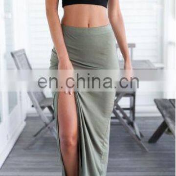 Simple Solid Color Long Fitted Maxi Skirt Wholesale photo-4