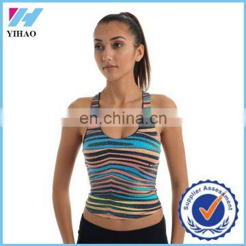 Trade Assurance Yihao Women New Fashion Gym Yoga Tiger Print Crop Singlet Fitness Wear Tank Top