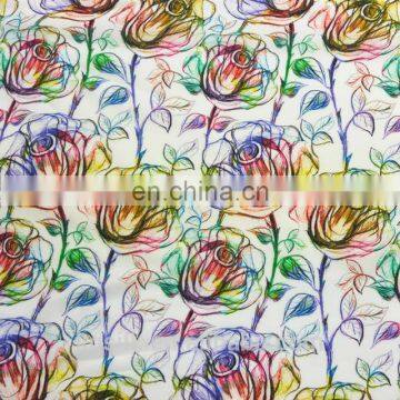 Digital Printed Rayon Fabric with Chromatic Roses