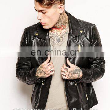 Men Leather Jacket / Genuine Leather Jacket / Sheepskin Leather Jacket Quilted Biker