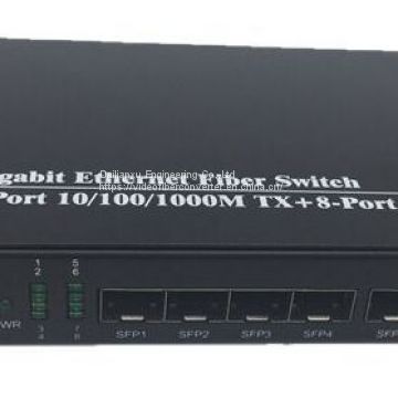 8ports SFP Fiber ports 2 Ethernet ports Gigabit Fiber Aggregation Media Converter Convengency Fiber