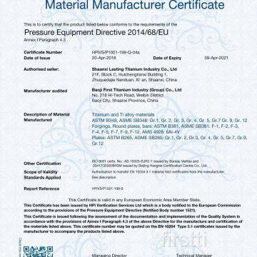 PED Pressure Euipment Certification