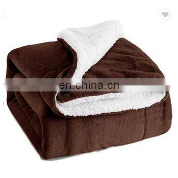 100% polyester sherpa flannel blanket two sides brushed cozy fleece throw