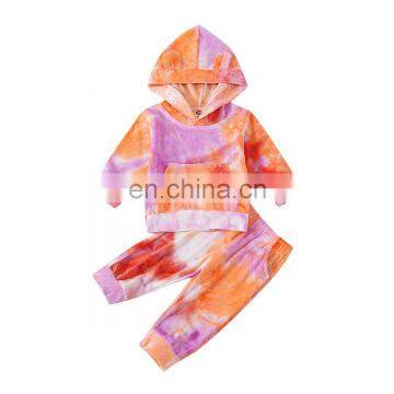 Baby Kids Fall Toddler Outfit Velvet Tracksuit Tie Dye Hoodie Set photo-5