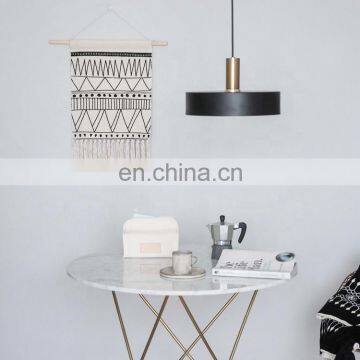 Northern European Black Wavy Design Floor Mat Boho Basket Arabic Tapestry Hand Knotted Tassels White Wall Hanging Tapestry photo-6