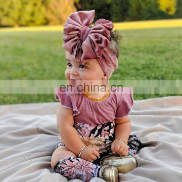 Подгузник для девочки, большой плюшевый бантик на голову, однородный, мягкий, модный головной убор, турбан для малышей и девочек, шелк для волос, 14 цветов photo-3