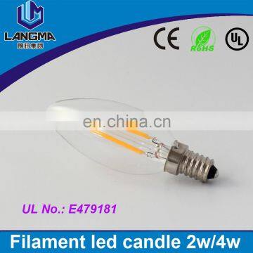 New Design LED Filament E12/E14 Bulb 2W 4W 6W AC 120V 220V 230V Dimmable Lamp Edison Glass Candle Lights Lighting For Chandelier