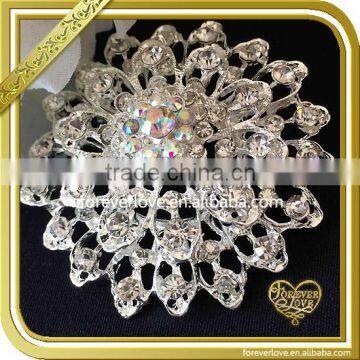 Clear Silver Crystal Diamante Rhinestone Brooch For Wedding dress FB024