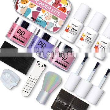 2021 hot selling 3 colors dip powder kit with gift  package nail salon supplier