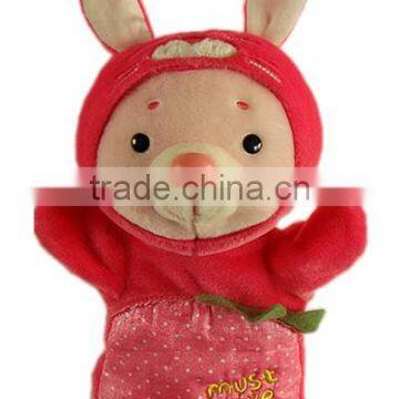 Nice pink rabbit plush handpuppet toy