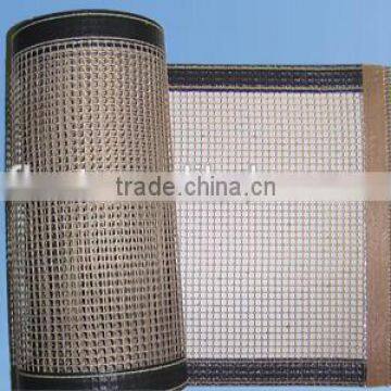 Systems 1*1/2*2/4*4/10*10 hole ptfe fiberglass conveyor belt brown with bull nose joint high temperature made in China