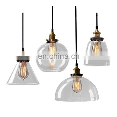 Gold Glass Light Chandelier Hanging Single Bulb Light Glass Cover Pendant Light