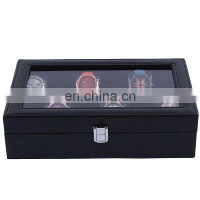 Custom Clear Window Luxury Pu Leather 12 Slots Wrist Watch Packaging Display Box