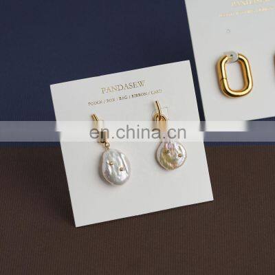 PandaSew 8x8cm or 6x6cm White Custom Logo Printed Jewelry Holder Earring Necklace Display Packaging Cards Jewelry Tags