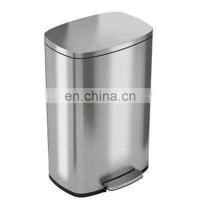 Amazon Hot Sales Kitchen Stainless Steel Dustbin 50 Liter 13 Gallon Trash Cans with Lid