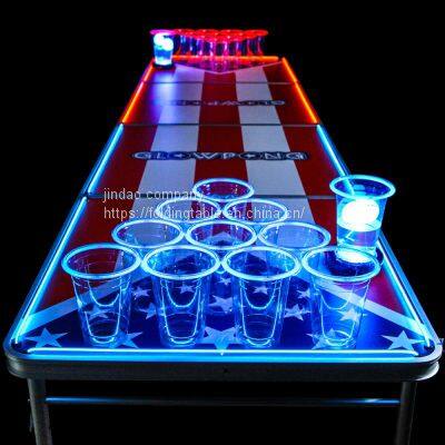 Factory direct foldable beer pong table 8 feet portable folding beer pong table with LED light