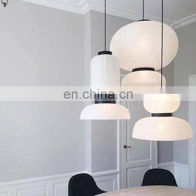 White Paper Pendant Light With Black Finish And Milky Hotel Chandelier LED Lights photo-3
