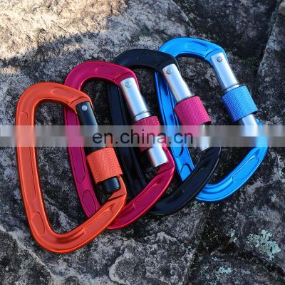 JRSGS Amazon Hot Selling Wholesale D Shape Lightweight Aluminum Climbing Carabiner Clip with Snap Lock Customized LOGO S7101B