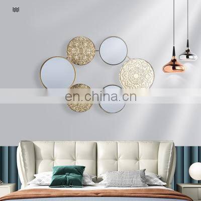 Creative Design Luxury Modern Home Wall Decor Round Mirror Comb Art Gold Metal Wall Decoration