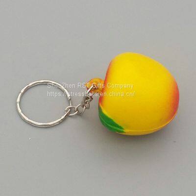 Pu Foam Peach Anti Stress Ball Keychain – Cute and Functional Accessory to Relieve Stress