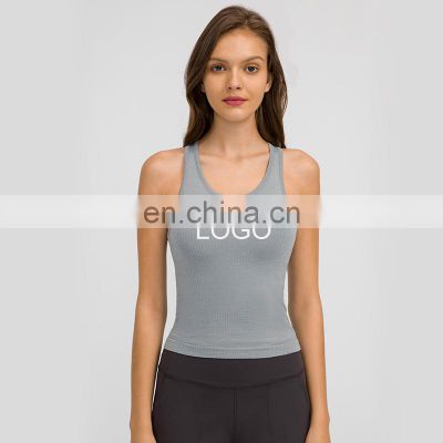 Ready To Ship New Ribbed Sexy In Build Bra Yoga Crop Top Fitness Gym Wear Women Workout Physical Activity Wear Tank Top