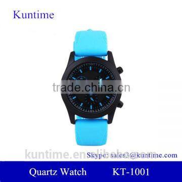 custom hot selling quartz watch stainless steel back, azure silicone strap