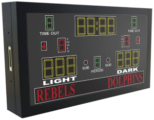 Electronic scoreboard for basketball games