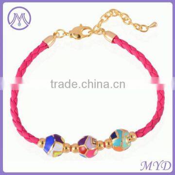 customized fake cloisonne enamel bead landing leather bracelet