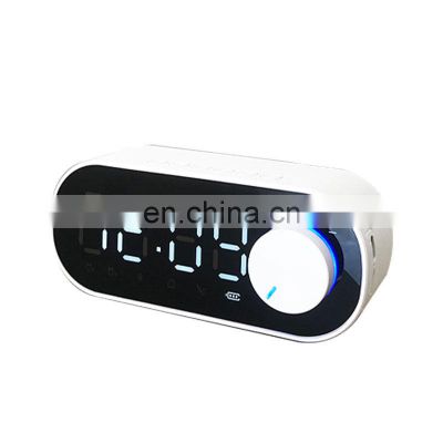 Wireless Speaker Alarm Clock Radio Digital Led Display Subwoofer Mini Mirror Bluetooth Speaker Alarm Clock For Bedroom