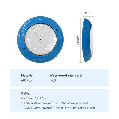Swimming Pool Light IP68 Waterproof 12V RGB LED Color ABS Material Wholesale Underwater Lights photo-6
