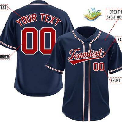 Stitched Text Baseball Jersey Personalized Sports Uniforms for Men Women Boys