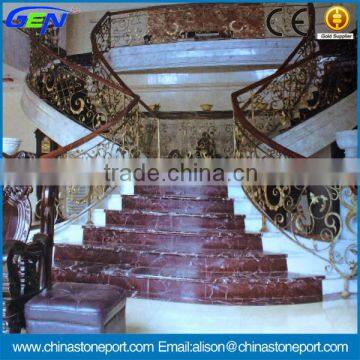 High Grade Luxury Rosso Levanto Red Marble Stair Covers