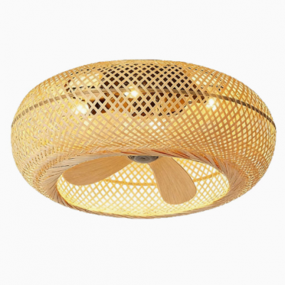 20-Zoll-Rattan-Käfig-Zimmerdeckenventilatorlicht / Einbausystem, geschlossen, geräuscharm, mit Frequenzumrichter und Fernbedienung, 6 Geschwindigkeiten und Zeitschaltfunktion (Wechat: 13510231336)