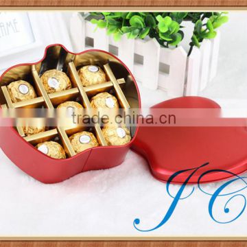 Best selling special shapes tin box/empty gift boxes for chocolates