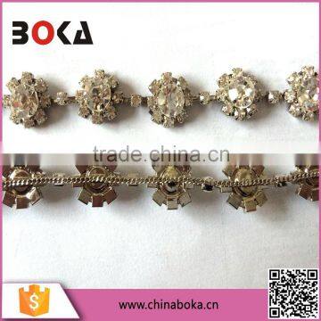 BOKA high quality luxury rhinestone chain trim in running yardage for wedding decoration