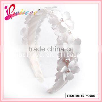 New design hot sale in supermarket girls' favorite fancy ribbon flower handmade hairband (TK1-0985)