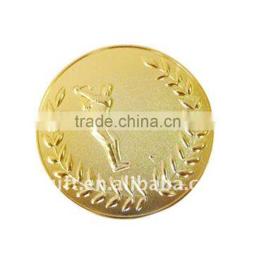 Sport golf with gold finish metal medal